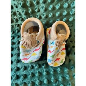 Freshly Picked Moccasins baby size 2 dinosaurs Dino’s shoes